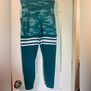 Bombshell Sportswear Pocket Thigh-High Leggings in Turquoise Camo